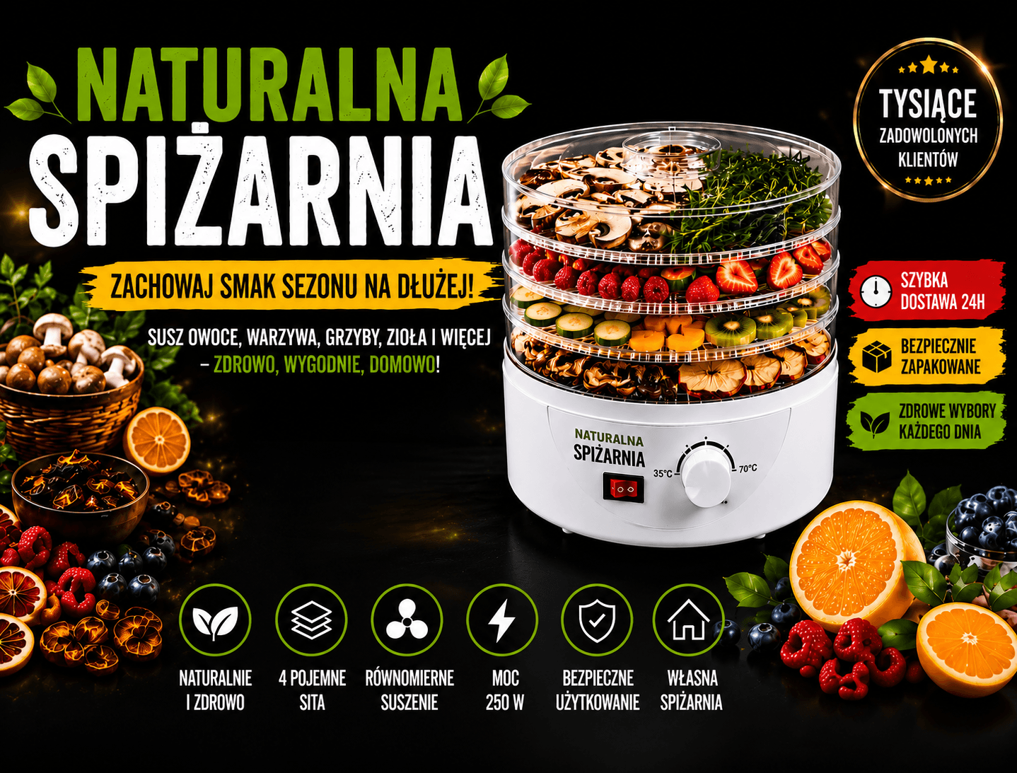 Naturalna Spiżarnia~Suszarka do Owoców, Grzybów, Warzyw i Ziół