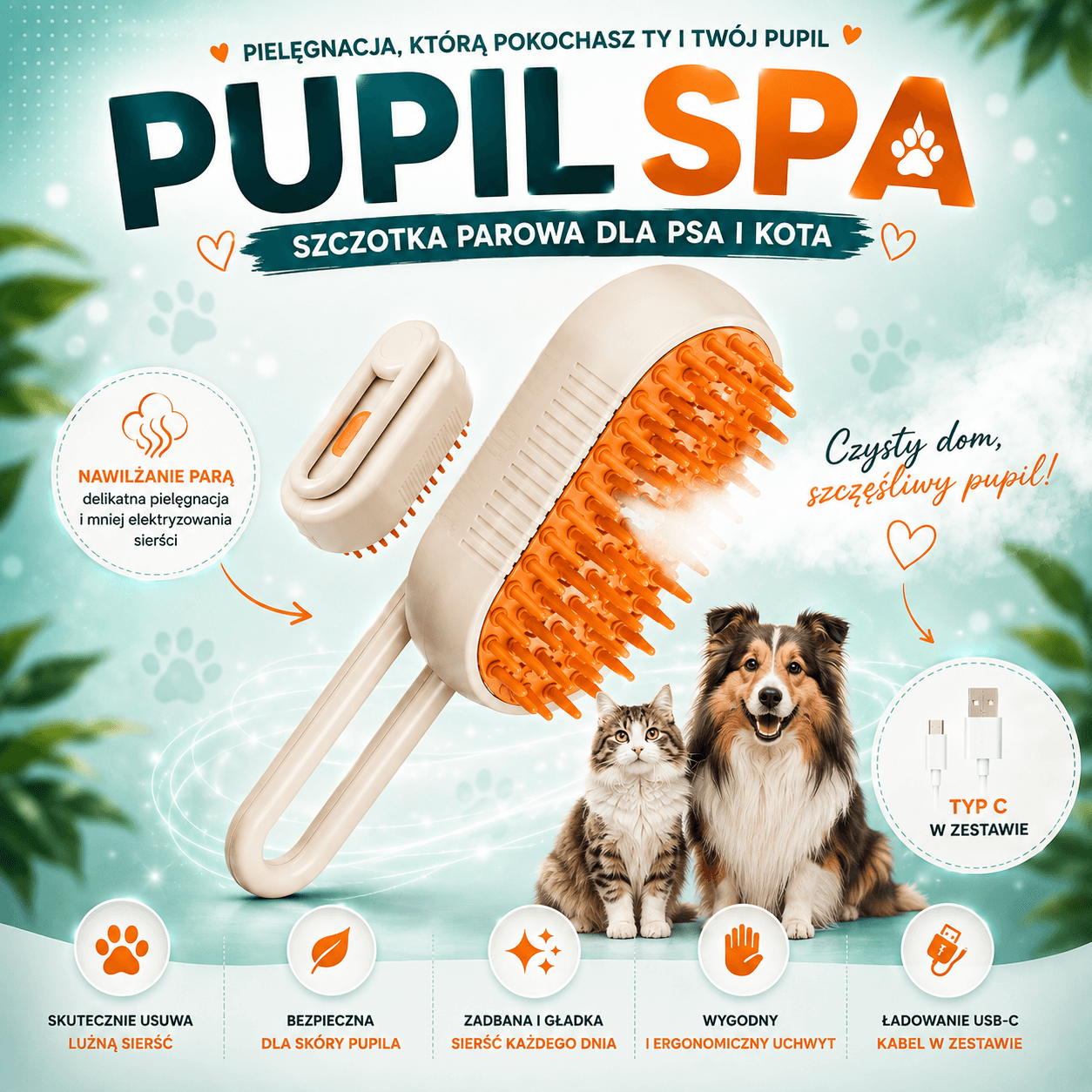 Pupil Spa-Szczotka Parowa Dla Psa I Kota 🐶🐱