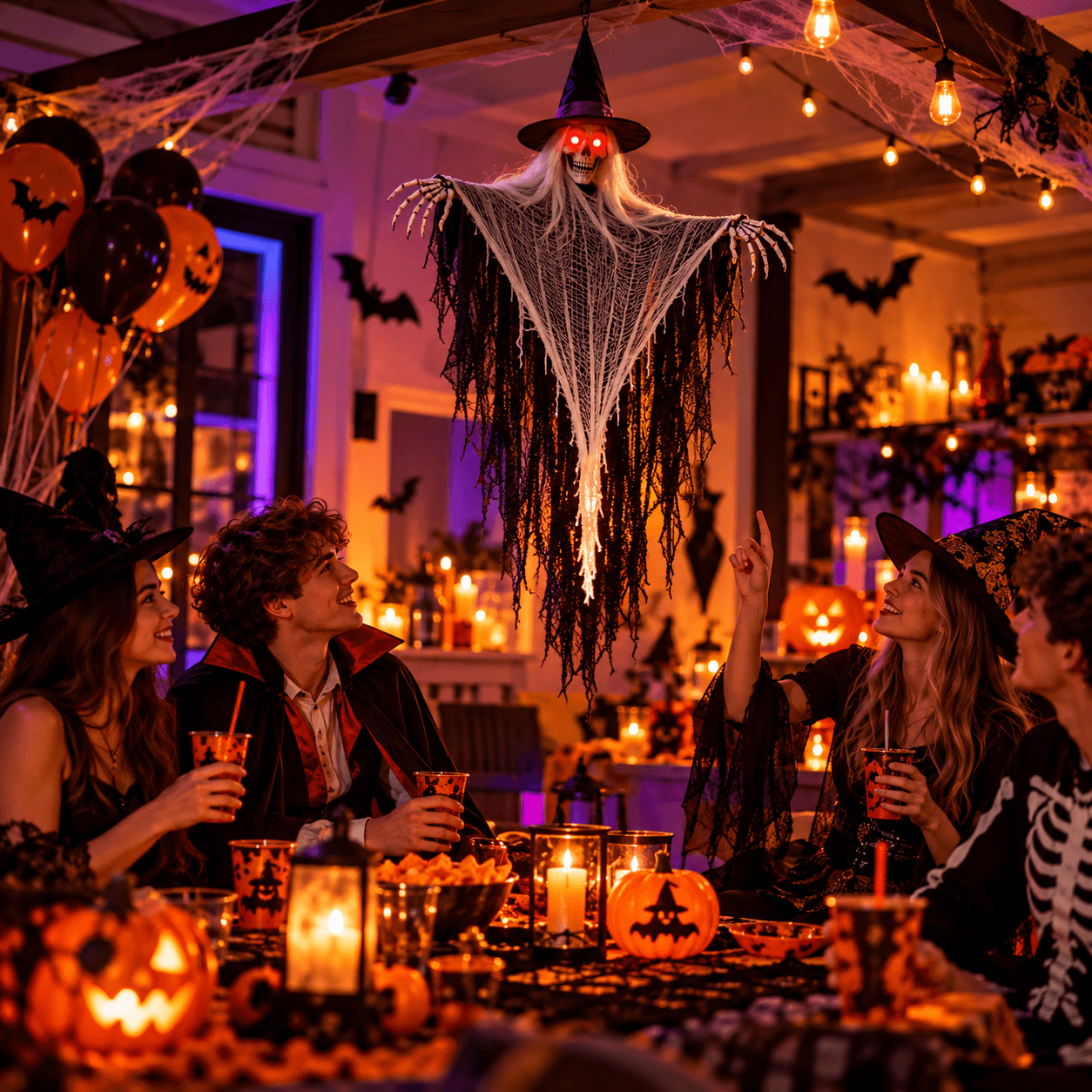 🧙‍♀️ Mroczna Czarownica – Interaktywna Dekoracja Halloween z Efektem Świetlnym i Dźwiękiem