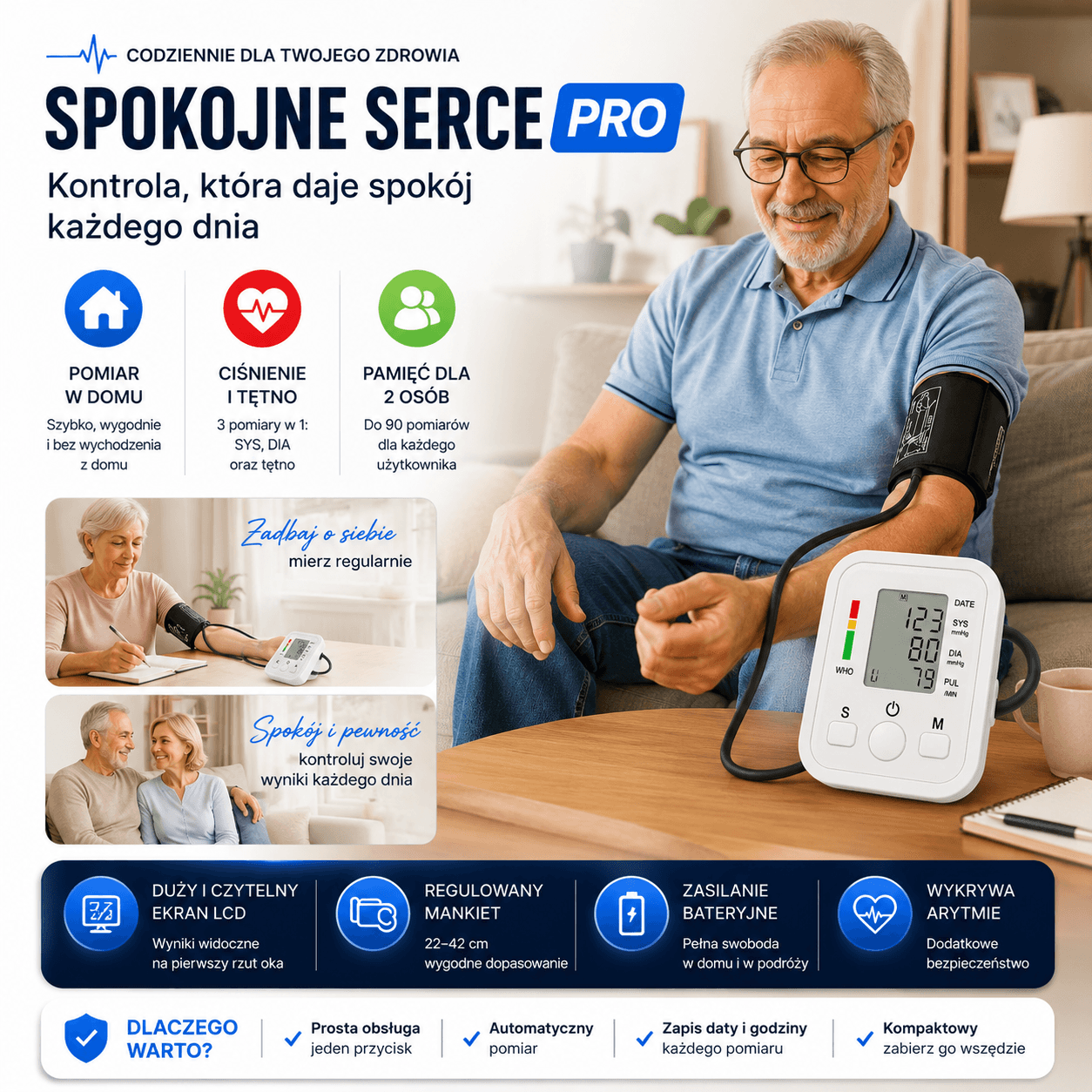 🩺Spokojne Serce PRO-Ciśnieniomierz  Naramienny AUTOMATYCZNY CYFROWY🩺