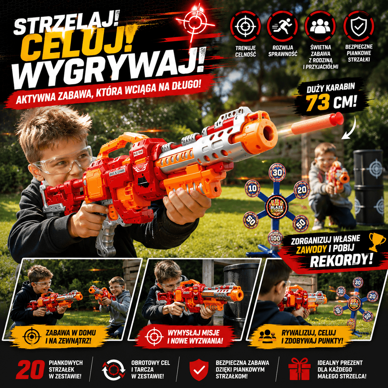 🎯Celny Strzał XL – Karabin na Piankowe Strzałki 🎯
