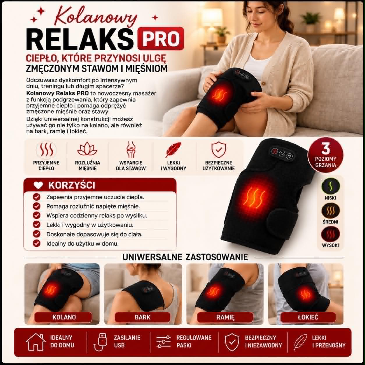 ♨️Kolanowy Relaks PRO-Masażer na Kolano z Funkacją grzania