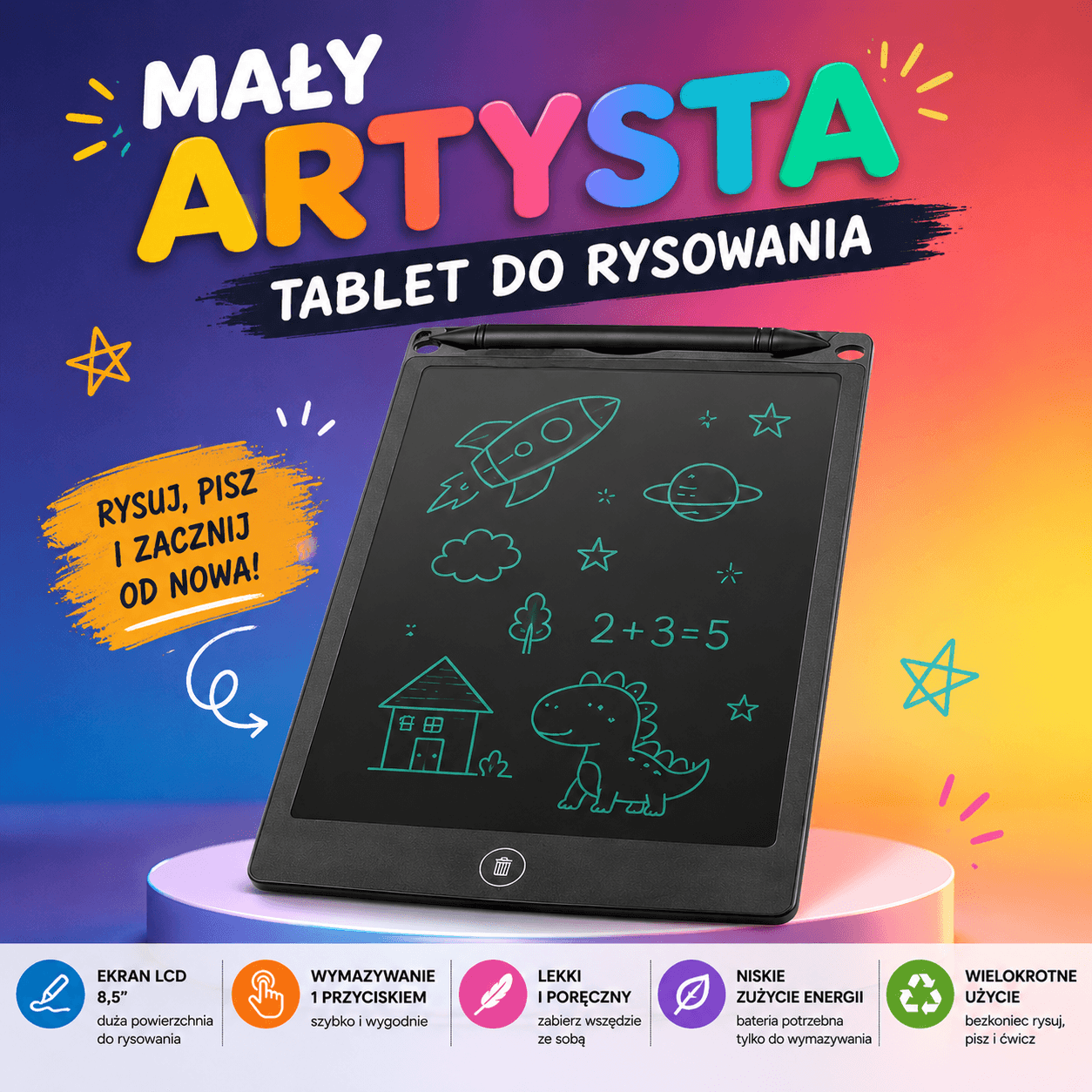 Mały Artysta-Tablet LCD Do Pisania Rysowania