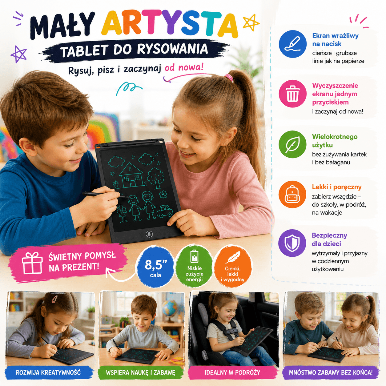 Mały Artysta-Tablet LCD Do Pisania Rysowania