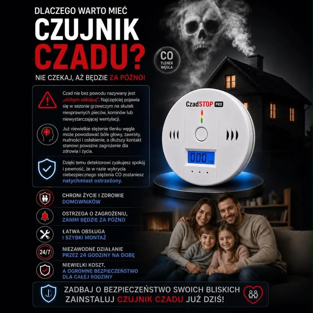 🛡️🚨 CzadSTOP PRO- Bezprzewodowy Czujnik Dymu🚨🛡️