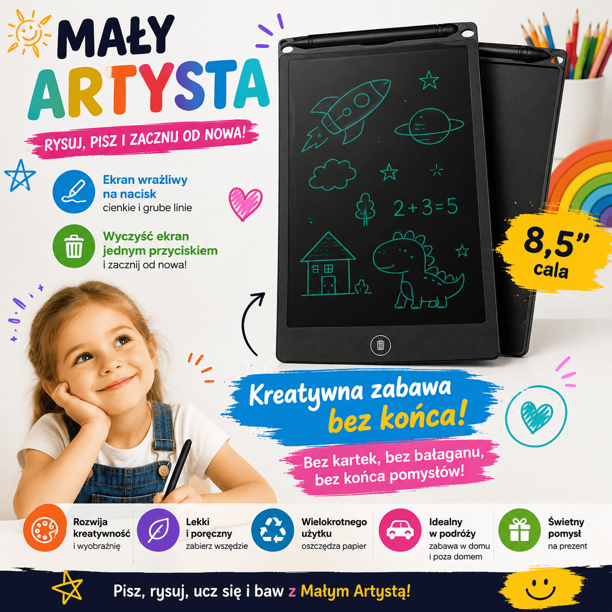 Mały Artysta-Tablet LCD Do Pisania Rysowania