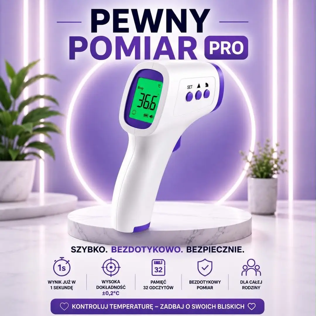 🌡️Pewny Pomiar PRO~Bezdotykowy Termometr na Podczerwień🌡️