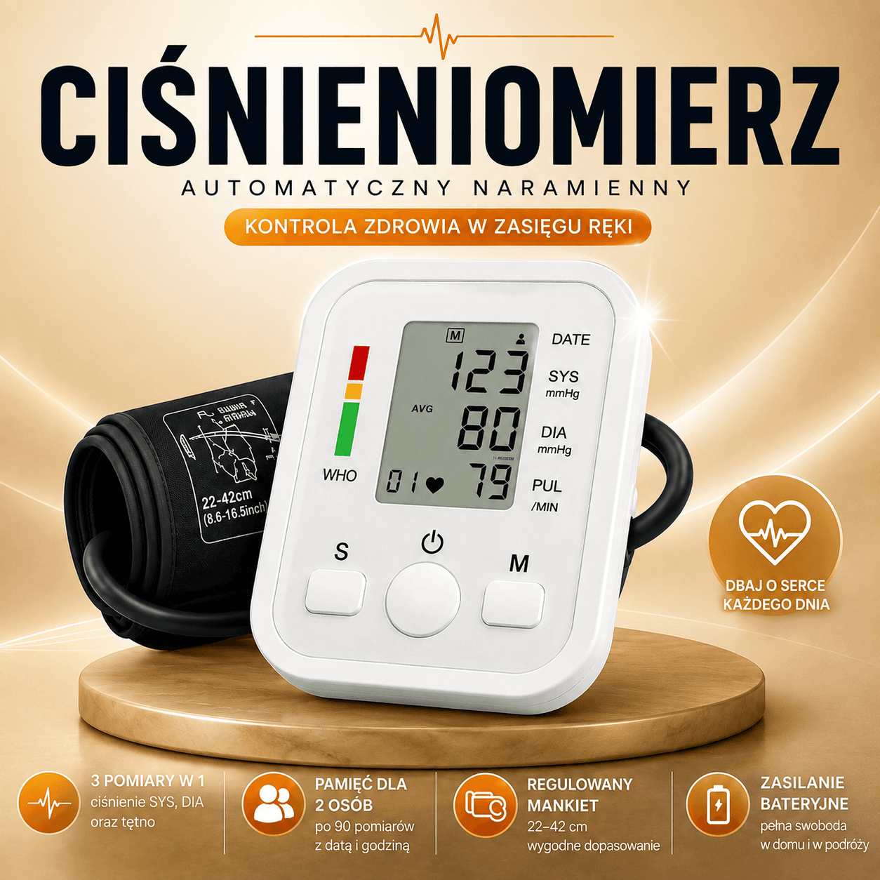 🩺Spokojne Serce PRO-Ciśnieniomierz  Naramienny AUTOMATYCZNY CYFROWY🩺