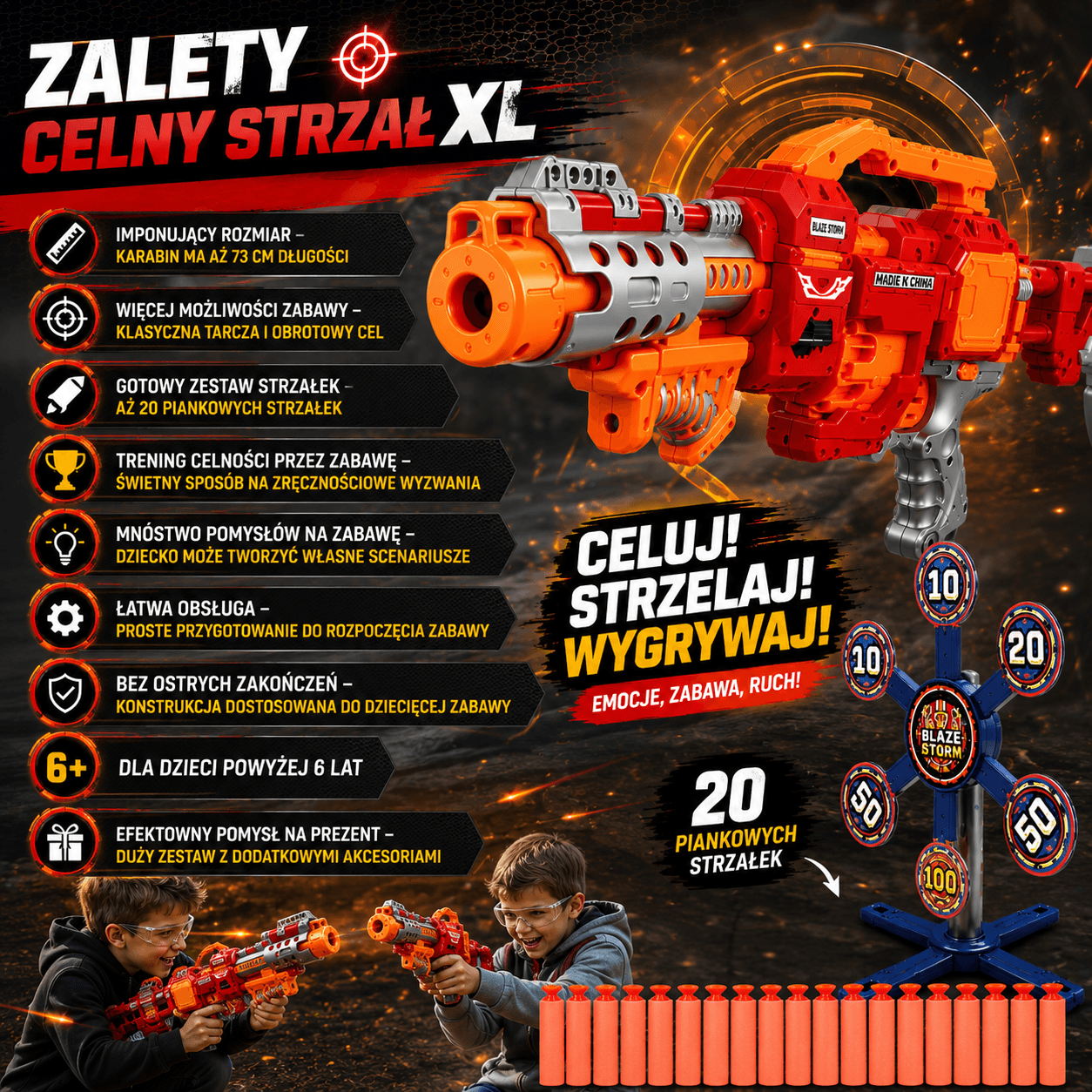🎯Celny Strzał XL – Karabin na Piankowe Strzałki 🎯