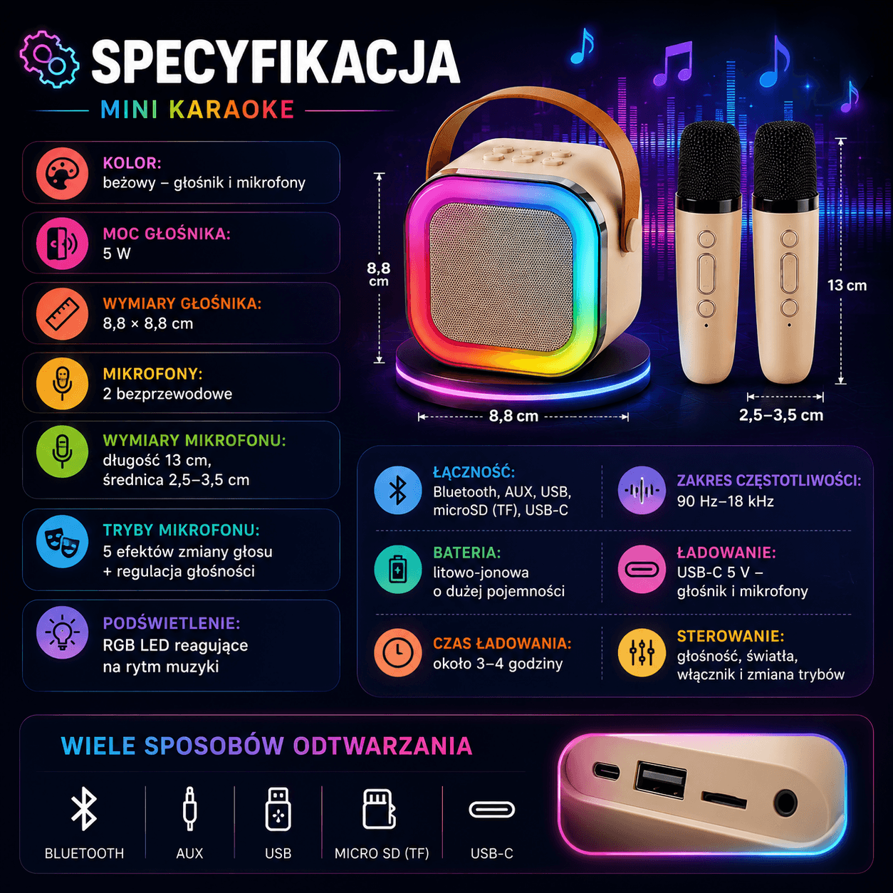 Muzyczna Zabawa – Mini Zestaw Karaoke z Mikrofonami 🎤🎶